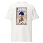 Unisex heather gray t-shirt featuring vintage Annapolis Vintage poster artwork printed across the front