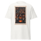 Unisex black t-shirt featuring vintage Century Illustrated Vintage poster artwork printed across the front