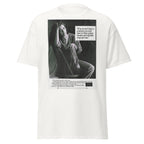 Unisex black t-shirt featuring vintage AIDS Condom poster artwork printed across the front
