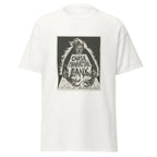 Unisex heather gray t-shirt featuring vintage Chase Manhattan Protest poster artwork printed across the front