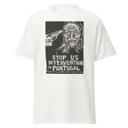 Unisex heather gray t-shirt featuring vintage CIA Portugal poster artwork printed across the front