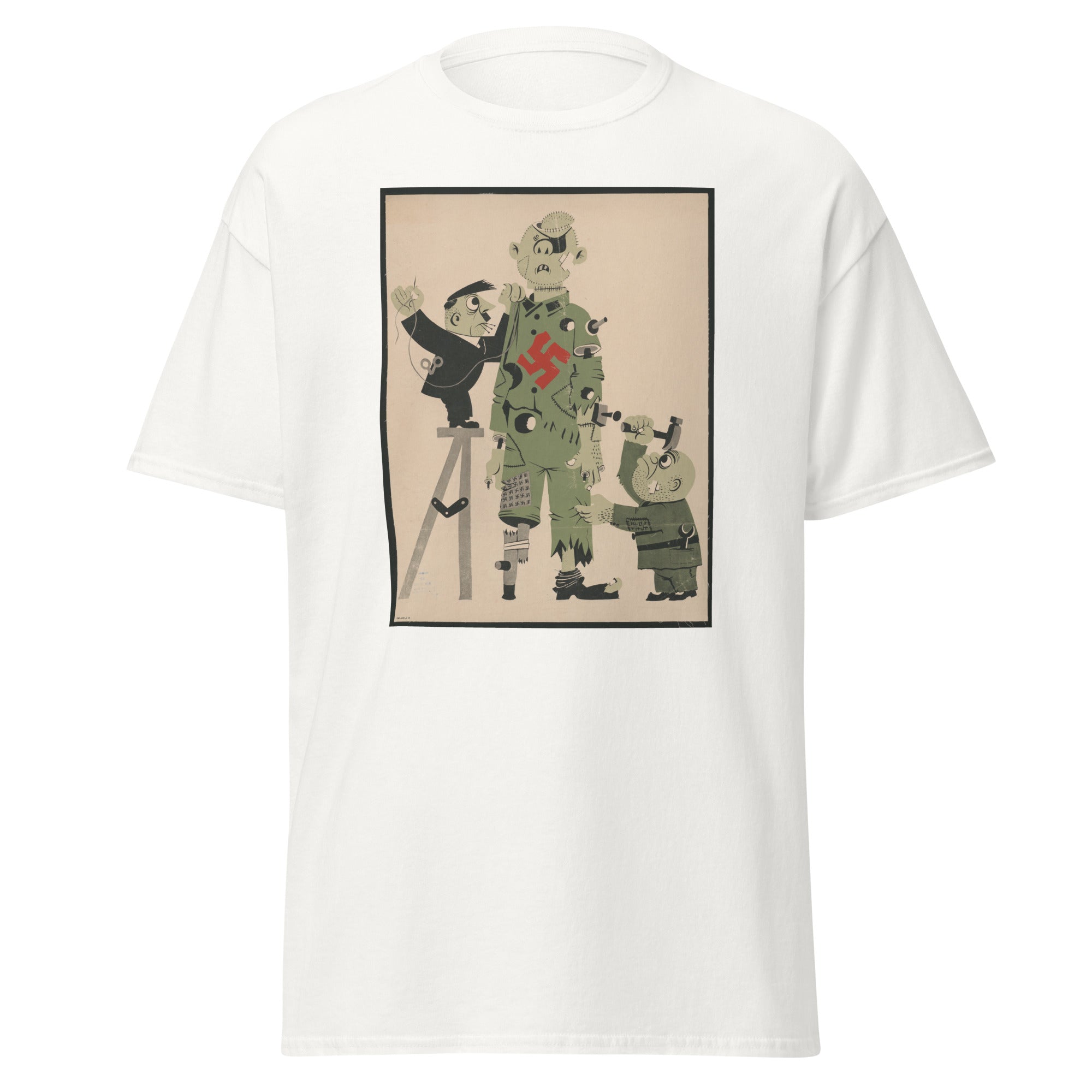 Unisex heather gray t-shirt featuring vintage Hitler Vintage Poster poster artwork printed across the front