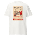 Unisex black t-shirt featuring vintage Russian War Relief poster artwork printed across the front