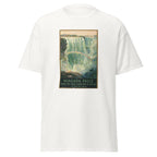 Unisex heather gray t-shirt featuring vintage Niagara Falls Vintage poster artwork printed across the front