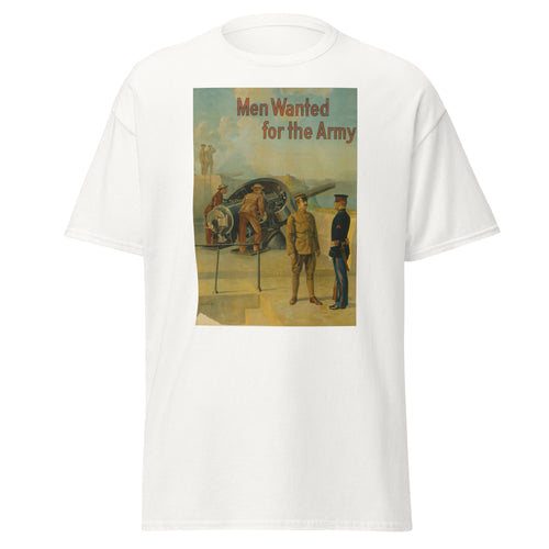 Unisex heather gray t-shirt featuring vintage Army Recruitment Vintage poster artwork printed across the front