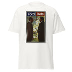 Unisex heather gray t-shirt featuring vintage Ford Dole poster artwork printed across the front