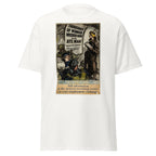 Unisex heather gray t-shirt featuring vintage Women War Recruitment poster artwork printed across the front