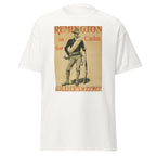 Unisex black t-shirt featuring vintage Remington in Cuba poster artwork printed across the front