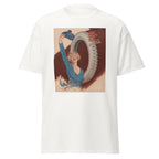 Unisex black t-shirt featuring vintage Kellys Tires poster artwork printed across the front
