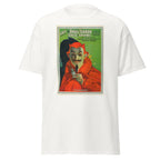 Unisex heather gray t-shirt featuring vintage Evils of Cocaine poster artwork printed across the front