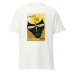 Unisex heather gray t-shirt featuring vintage Malaria Vintage poster artwork printed across the front