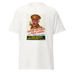 Unisex black t-shirt featuring vintage War Savings Certificates poster artwork printed across the front
