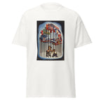 Unisex black t-shirt featuring vintage WWII Allies poster artwork printed across the front
