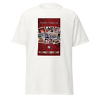 Unisex black t-shirt featuring vintage World AIDS Day poster artwork printed across the front