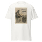 Unisex heather gray t-shirt featuring vintage Arizona Nights poster artwork printed across the front