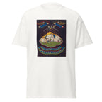Unisex black t-shirt featuring vintage Ephrata Cloisters poster artwork printed across the front