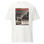 Unisex heather gray t-shirt featuring vintage Norwegian Sailors poster artwork printed across the front