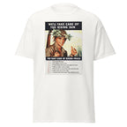 Unisex black t-shirt featuring vintage Rising Sun Vintage poster artwork printed across the front
