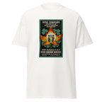 Unisex heather gray t-shirt featuring vintage Irish Canadian Recruitment poster artwork printed across the front