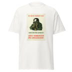 Unisex black t-shirt featuring vintage Wermacht Recruitment poster artwork printed across the front