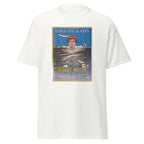 Unisex black t-shirt featuring vintage Colgate Violet Water poster artwork printed across the front