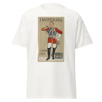Unisex heather gray t-shirt featuring vintage Imperial Tobacco poster artwork printed across the front