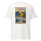 Unisex heather gray t-shirt featuring vintage Rudyard Kipling poster artwork printed across the front