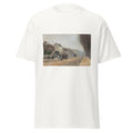Unisex black t-shirt featuring Alfred Sisley painting "Argentuil" printed across the front