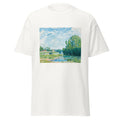 Unisex black t-shirt featuring Alfred Sisley painting "Canards" printed across the front