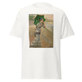 Unisex black t-shirt featuring Alfred Sisley painting "Elegant Woman" printed across the front