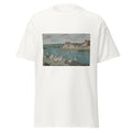 Unisex black t-shirt featuring Alfred Sisley painting "Geese" printed across the front