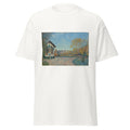 Unisex black t-shirt featuring Alfred Sisley painting "Marly Le Roi" printed across the front