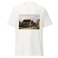 Unisex black t-shirt featuring Alfred Sisley painting "Women Going to Woods" printed across the front
