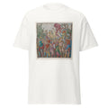 Unisex black t-shirt featuring Andrea Mantegna painting "Musicians" printed across the front
