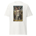 Unisex black t-shirt featuring Andrea Mantegna painting "Redeemer" printed across the front