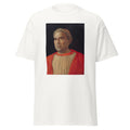 Unisex black t-shirt featuring Andrea Mantegna painting "Trevisano" printed across the front