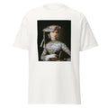 Unisex black t-shirt featuring Antoine Watteau painting "Harlequin" printed across the front