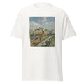 Unisex black t-shirt featuring Camille Pissarro painting "Pont Neuf" printed across the front