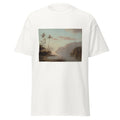 Unisex black t-shirt featuring Camille Pissarro painting "St Thomas" printed across the front