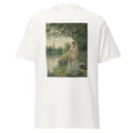 Unisex black t-shirt featuring Camille Pissarro painting "The Bather" printed across the front
