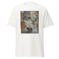 Unisex black t-shirt featuring Berthe Morisot painting "Dining Room" printed across the front