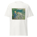 Unisex black t-shirt featuring Berthe Morisot painting "Bois De Boulogne" printed across the front