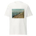 Unisex black t-shirt featuring Berthe Morisot painting "Cherbourg" printed across the front