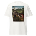 Unisex black t-shirt featuring Hieronymus Bosch painting "St Jerome" printed across the front