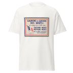 Unisex black t-shirt featuring vintage Gagnons La Guerre Des Nerfs poster artwork printed across the front