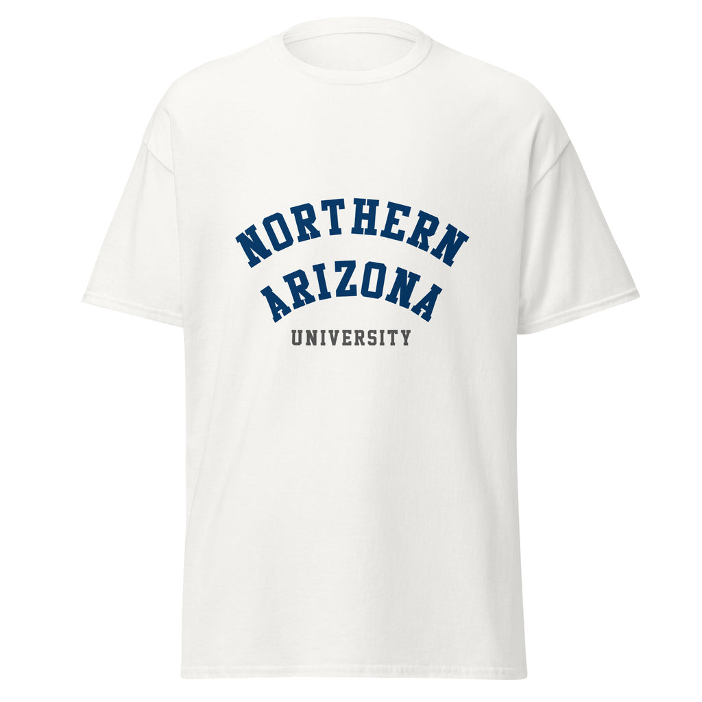 Northern Arizona University Unisex classic tee, shown in White, front view, sizes S–5XL