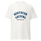 Northern Arizona University Unisex classic tee, shown in White, front view, sizes S–5XL