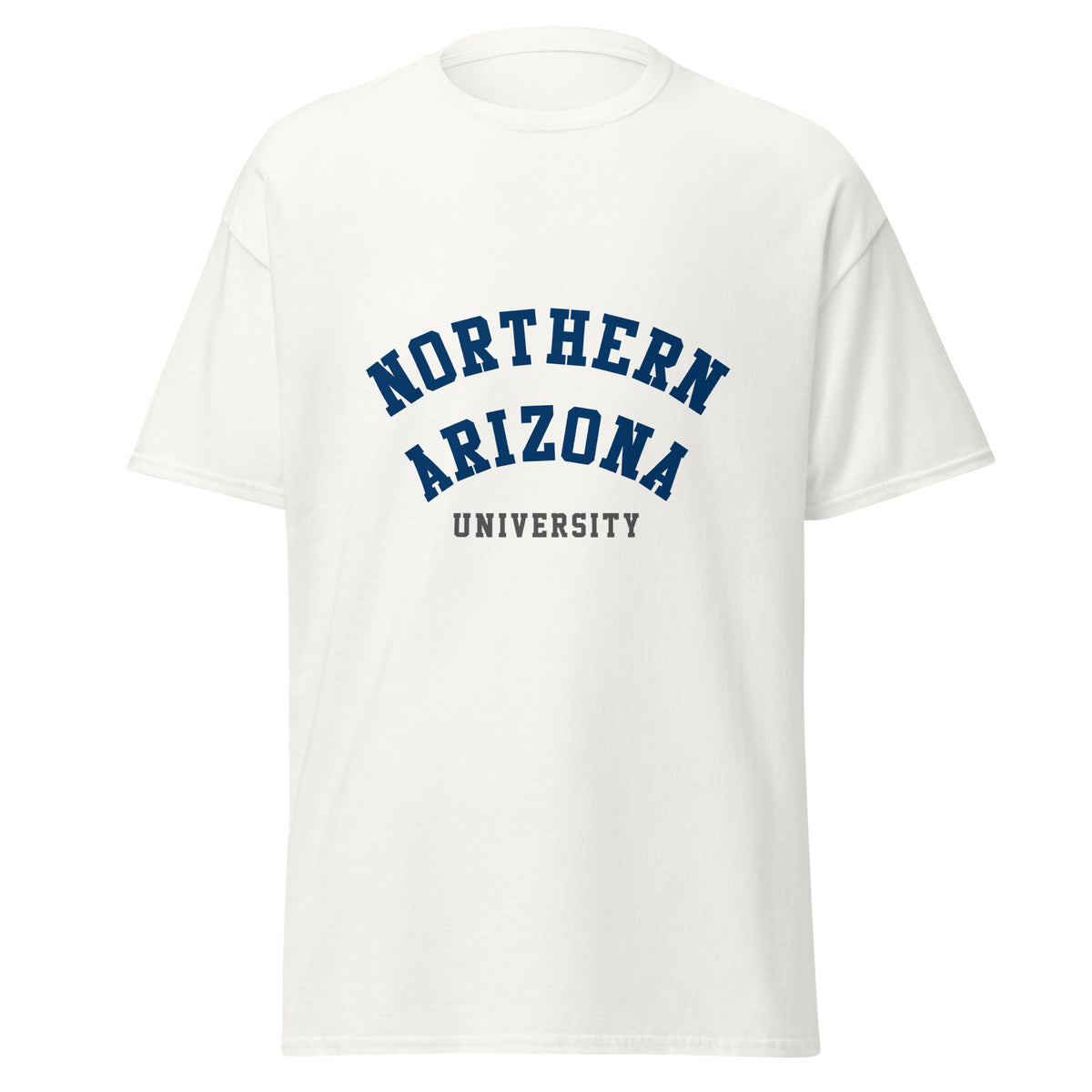 Northern Arizona University Unisex classic tee, shown in White, front view, sizes S–5XL