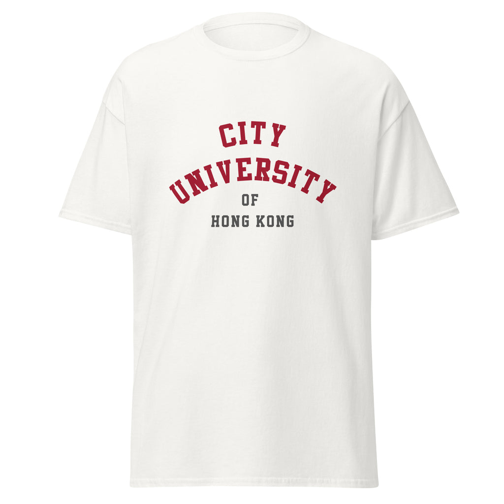 City University of Hong Kong Unisex classic tee, shown in White, front view, sizes S–5XL