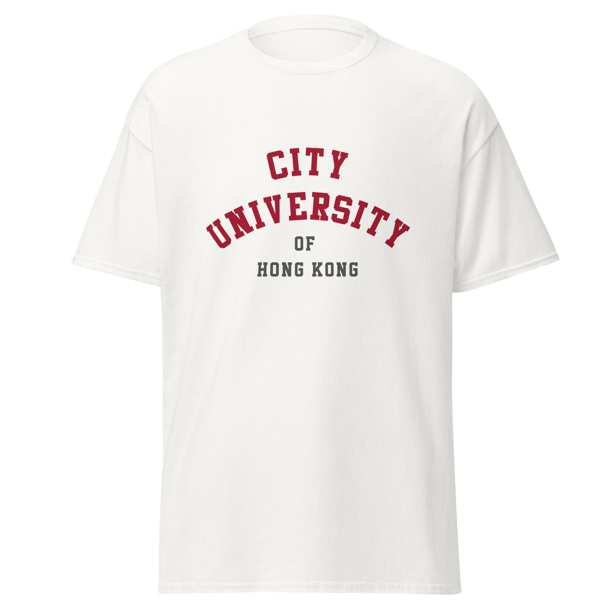 City University of Hong Kong Unisex classic tee, shown in White, front view, sizes S–5XL